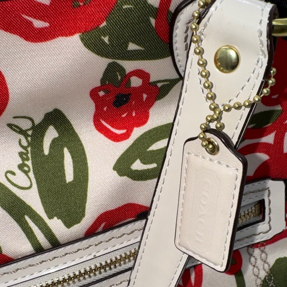 Coach Red Poppy East West Hallie Floral Shoulder Bag - Picture 10 of 14